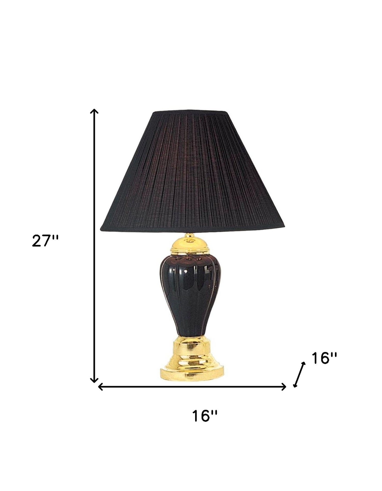 27" Black and Gold Ceramic Urn Table Lamp With Black Empire Shade - Homeroots - Flyclothing LLC