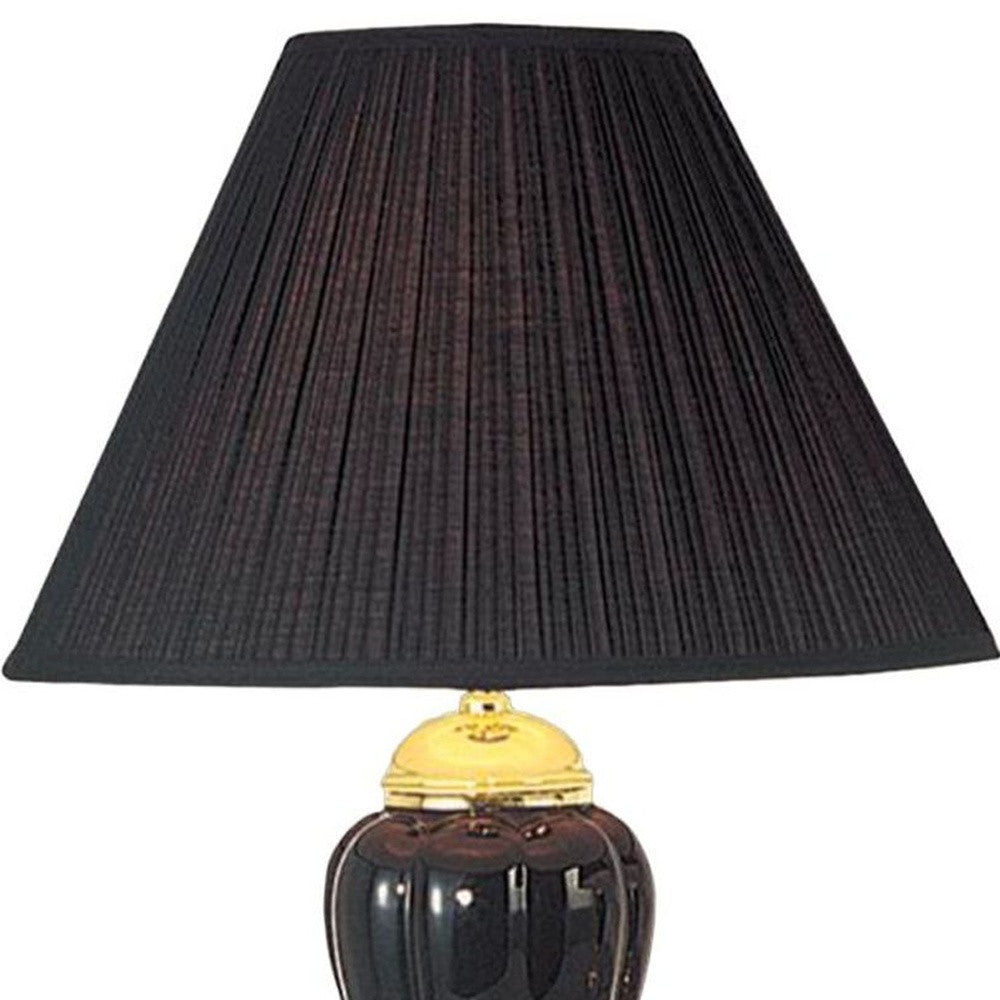 27" Black and Gold Ceramic Urn Table Lamp With Black Empire Shade - Homeroots - Flyclothing LLC