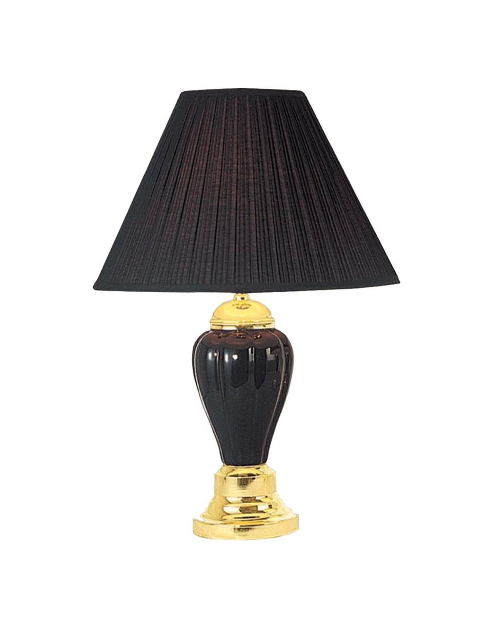 27" Black and Gold Ceramic Urn Table Lamp With Black Empire Shade - Homeroots
