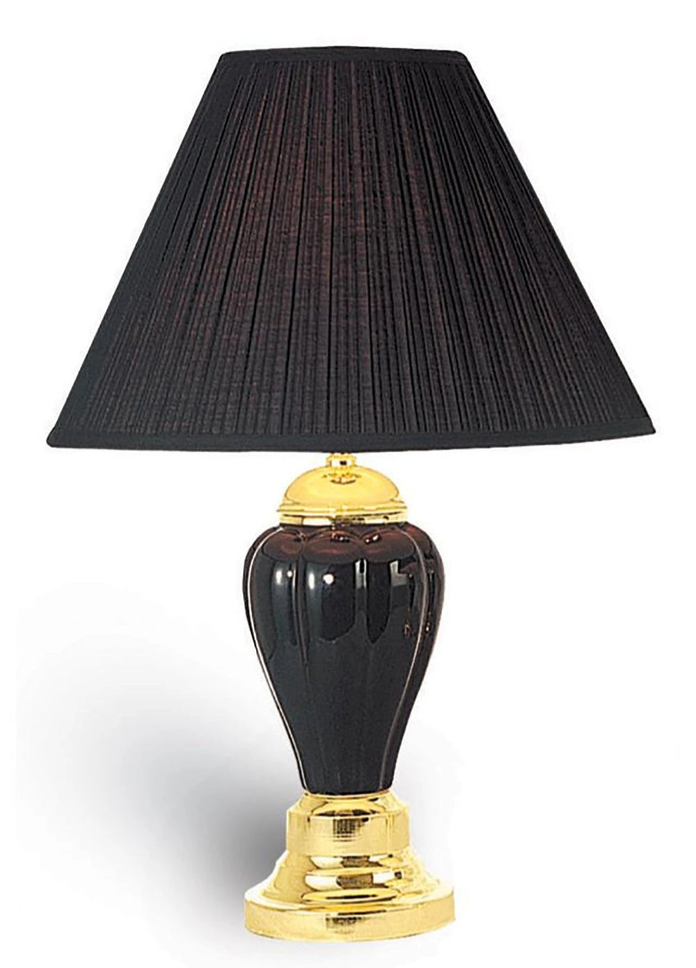 27" Black and Gold Ceramic Urn Table Lamp With Black Empire Shade - Homeroots