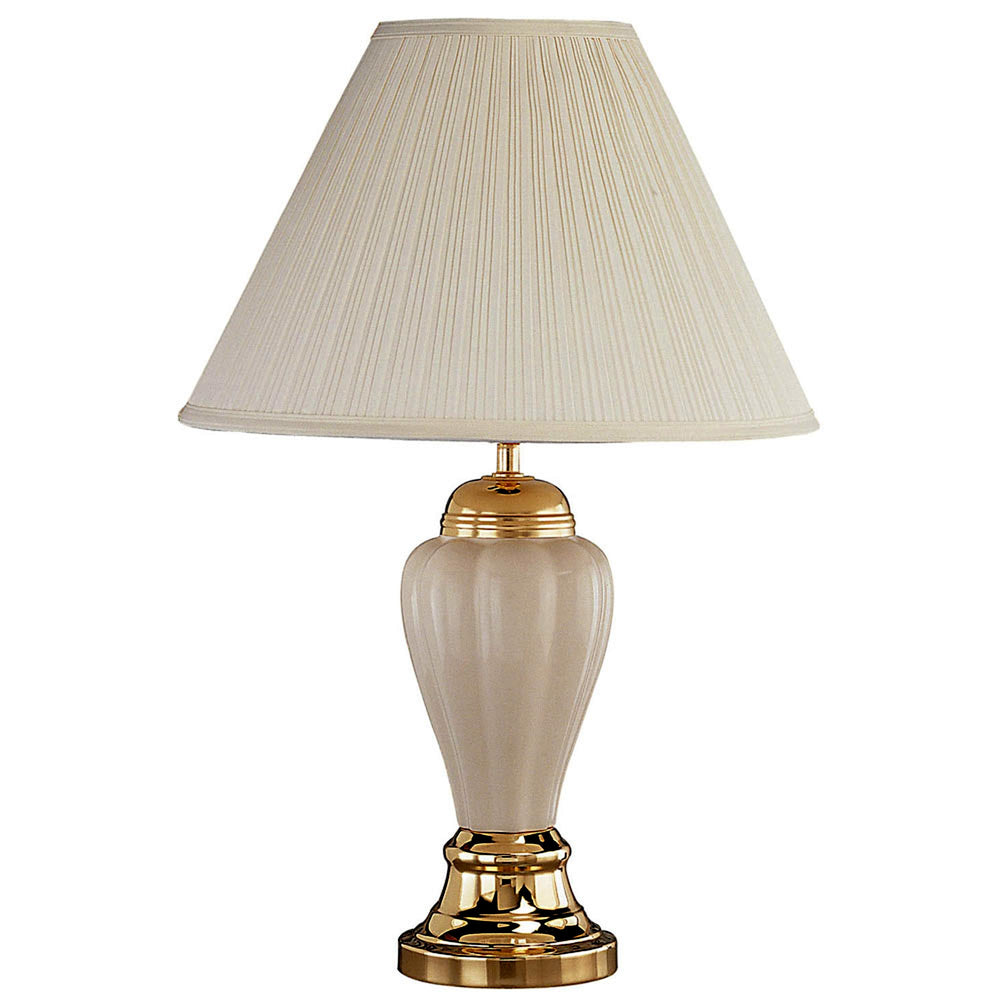 27" Ivory and Gold Ceramic Urn Table Lamp With Off White Empire Shade - Homeroots