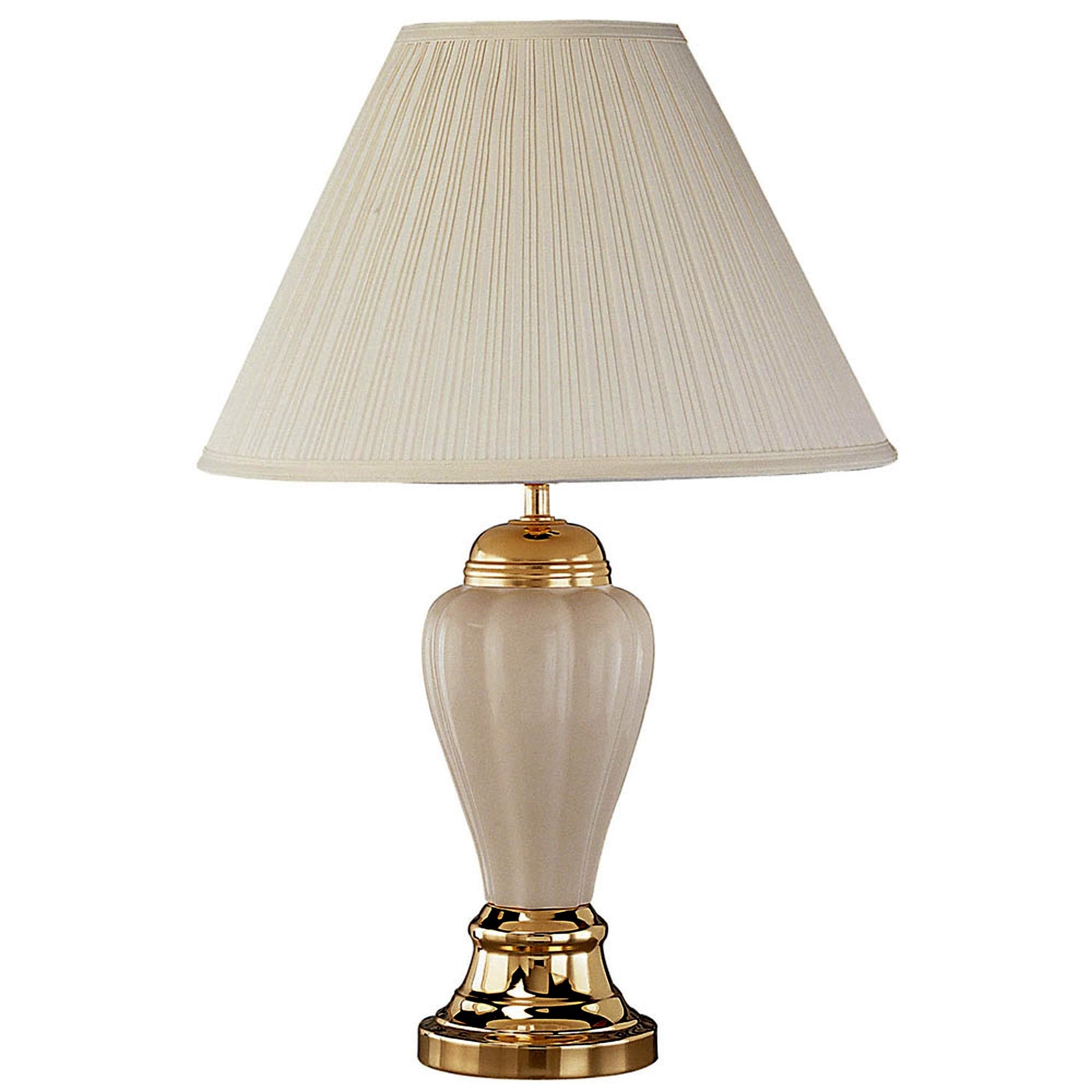 27" Ivory and Gold Ceramic Urn Table Lamp With Off White Empire Shade - Homeroots - Flyclothing LLC