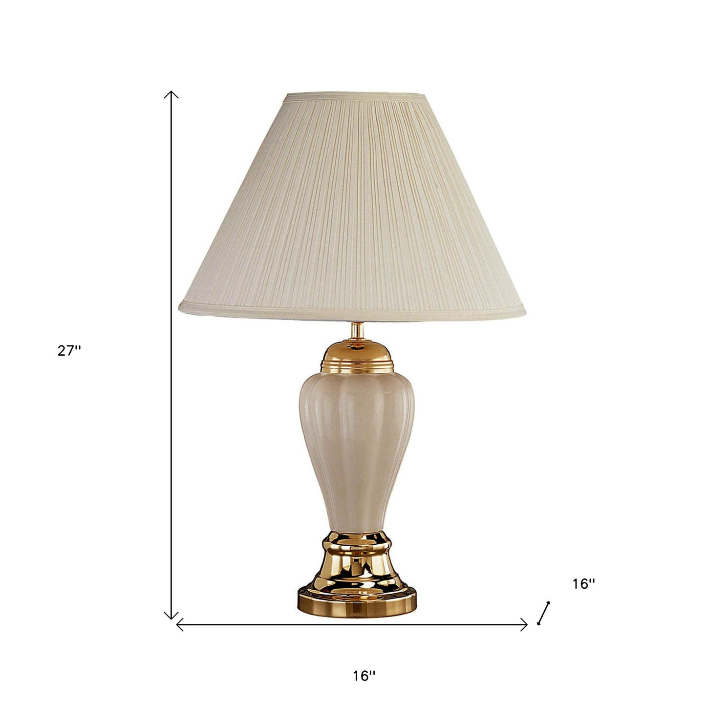 27" Ivory and Gold Ceramic Urn Table Lamp With Off White Empire Shade - Homeroots - Flyclothing LLC