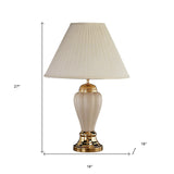 27" Ivory and Gold Ceramic Urn Table Lamp With Off White Empire Shade - Homeroots - Flyclothing LLC
