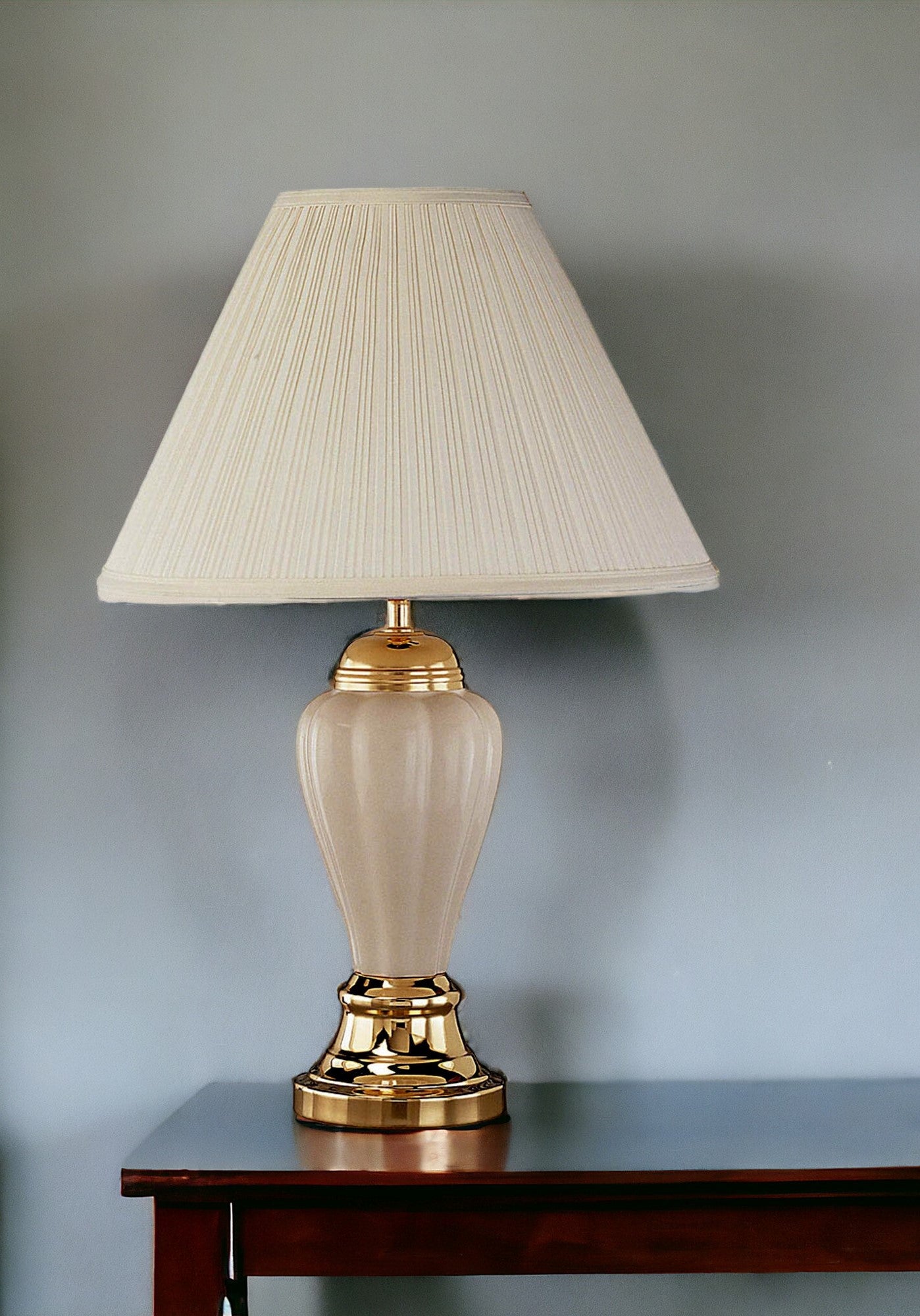 27" Ivory and Gold Ceramic Urn Table Lamp With Off White Empire Shade - Homeroots - Flyclothing LLC