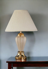 27" Ivory and Gold Ceramic Urn Table Lamp With Off White Empire Shade - Homeroots - Flyclothing LLC
