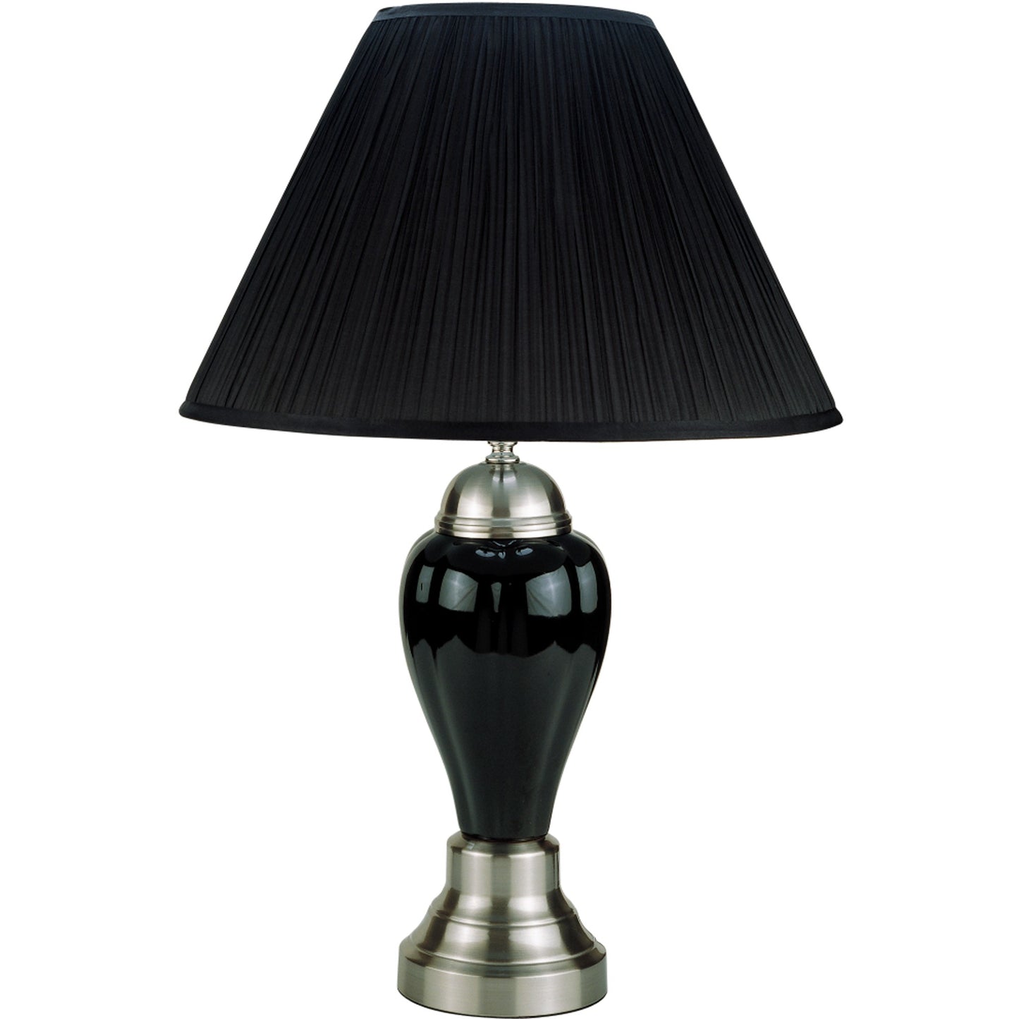 27" Black and Silver Ceramic Urn Table Lamp With Black Empire Shade - Homeroots - Flyclothing LLC