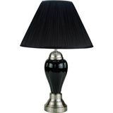 27" Black and Silver Ceramic Urn Table Lamp With Black Empire Shade - Homeroots - Flyclothing LLC