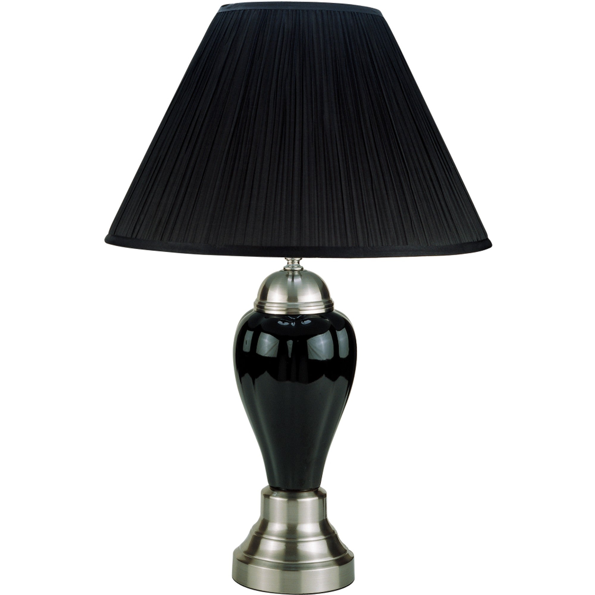 27" Black and Silver Ceramic Urn Table Lamp With Black Empire Shade - Homeroots - Flyclothing LLC
