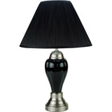 27" Black and Silver Ceramic Urn Table Lamp With Black Empire Shade - Homeroots - Flyclothing LLC