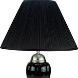 27" Black and Silver Ceramic Urn Table Lamp With Black Empire Shade - Homeroots - Flyclothing LLC