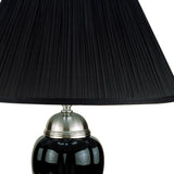 27" Black and Silver Ceramic Urn Table Lamp With Black Empire Shade - Homeroots - Flyclothing LLC