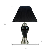 27" Black and Silver Ceramic Urn Table Lamp With Black Empire Shade - Homeroots - Flyclothing LLC