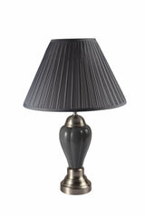 27" Gray and Silver Metal Urn Table Lamp With Gray Empire Shade - Homeroots - Flyclothing LLC