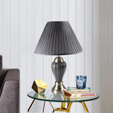 27" Gray and Silver Metal Urn Table Lamp With Gray Empire Shade - Homeroots - Flyclothing LLC