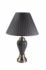 27" Gray and Silver Metal Urn Table Lamp With Gray Empire Shade - Homeroots - Flyclothing LLC