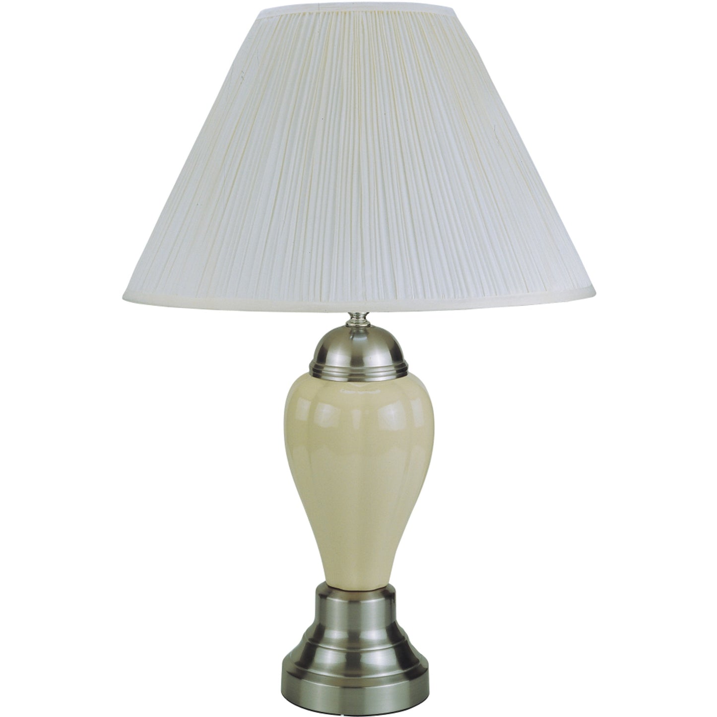 27" Ivory and Silver Ceramic Urn Table Lamp With White Empire Shade - Homeroots - Flyclothing LLC
