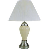 27" Ivory and Silver Ceramic Urn Table Lamp With White Empire Shade - Homeroots - Flyclothing LLC