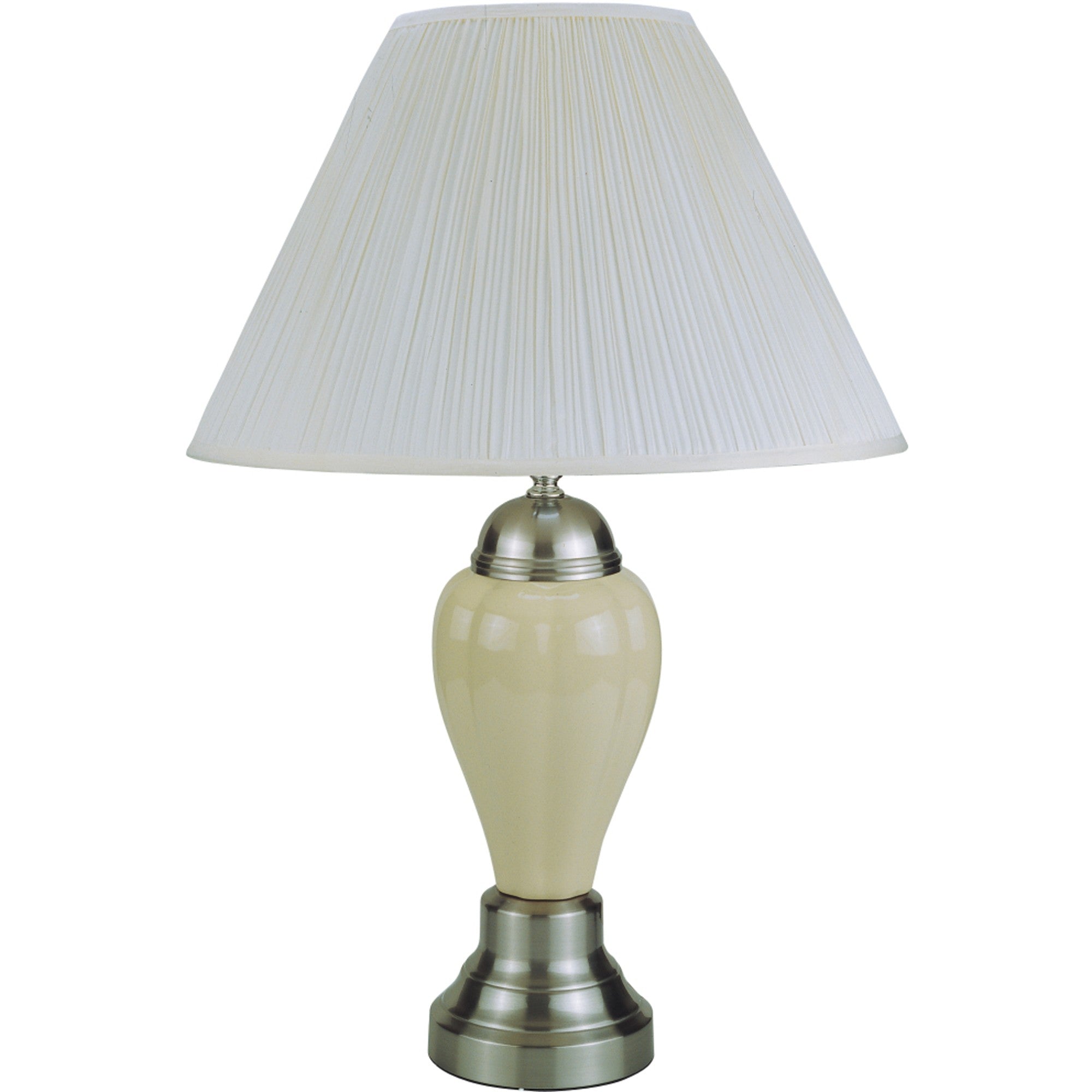 27" Ivory and Silver Ceramic Urn Table Lamp With White Empire Shade - Homeroots - Flyclothing LLC