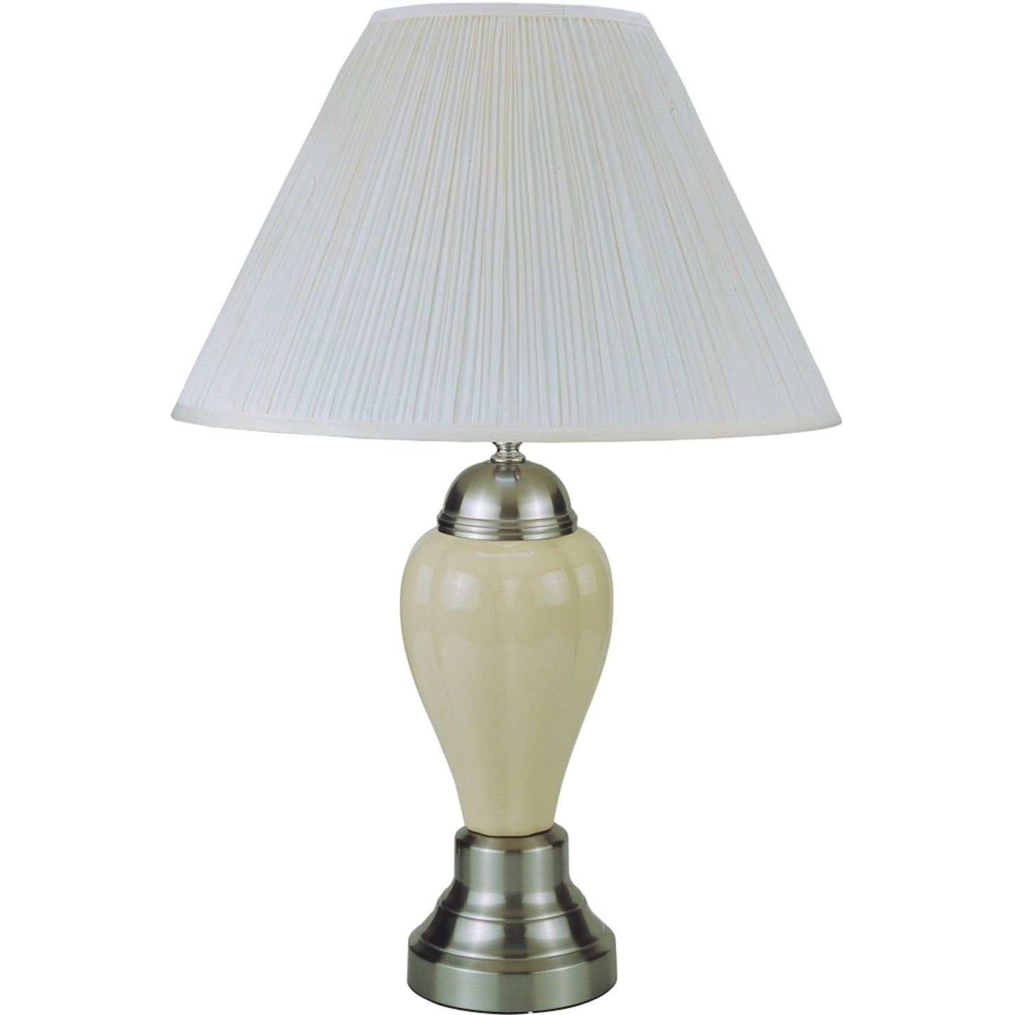 27" Ivory and Silver Ceramic Urn Table Lamp With White Empire Shade - Homeroots - Flyclothing LLC