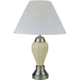 27" Ivory and Silver Ceramic Urn Table Lamp With White Empire Shade - Homeroots - Flyclothing LLC