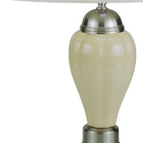 27" Ivory and Silver Ceramic Urn Table Lamp With White Empire Shade - Homeroots - Flyclothing LLC