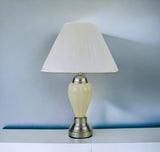 27" Ivory and Silver Ceramic Urn Table Lamp With White Empire Shade - Homeroots - Flyclothing LLC