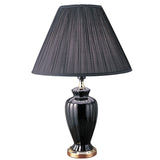 26" Gold Bedside Table Lamp With Black Empire Shade - Homeroots