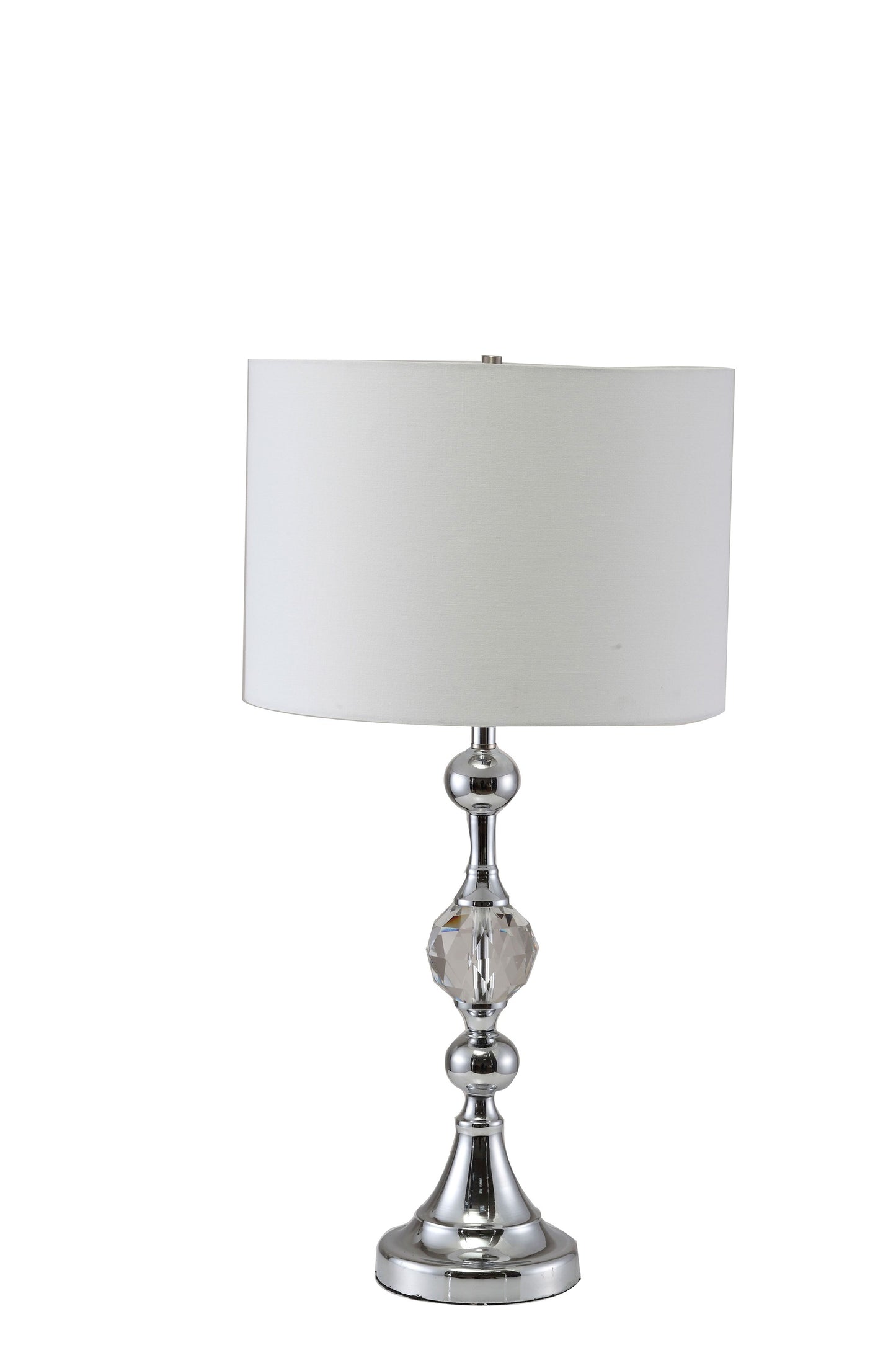 30" Silver Metal Bedside Table Lamp With White Classic Drum Shade - Homeroots - Flyclothing LLC