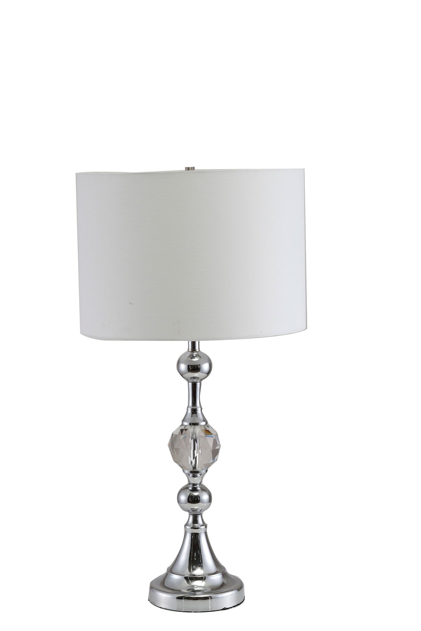 30" Silver Metal Bedside Table Lamp With White Classic Drum Shade - Homeroots - Flyclothing LLC