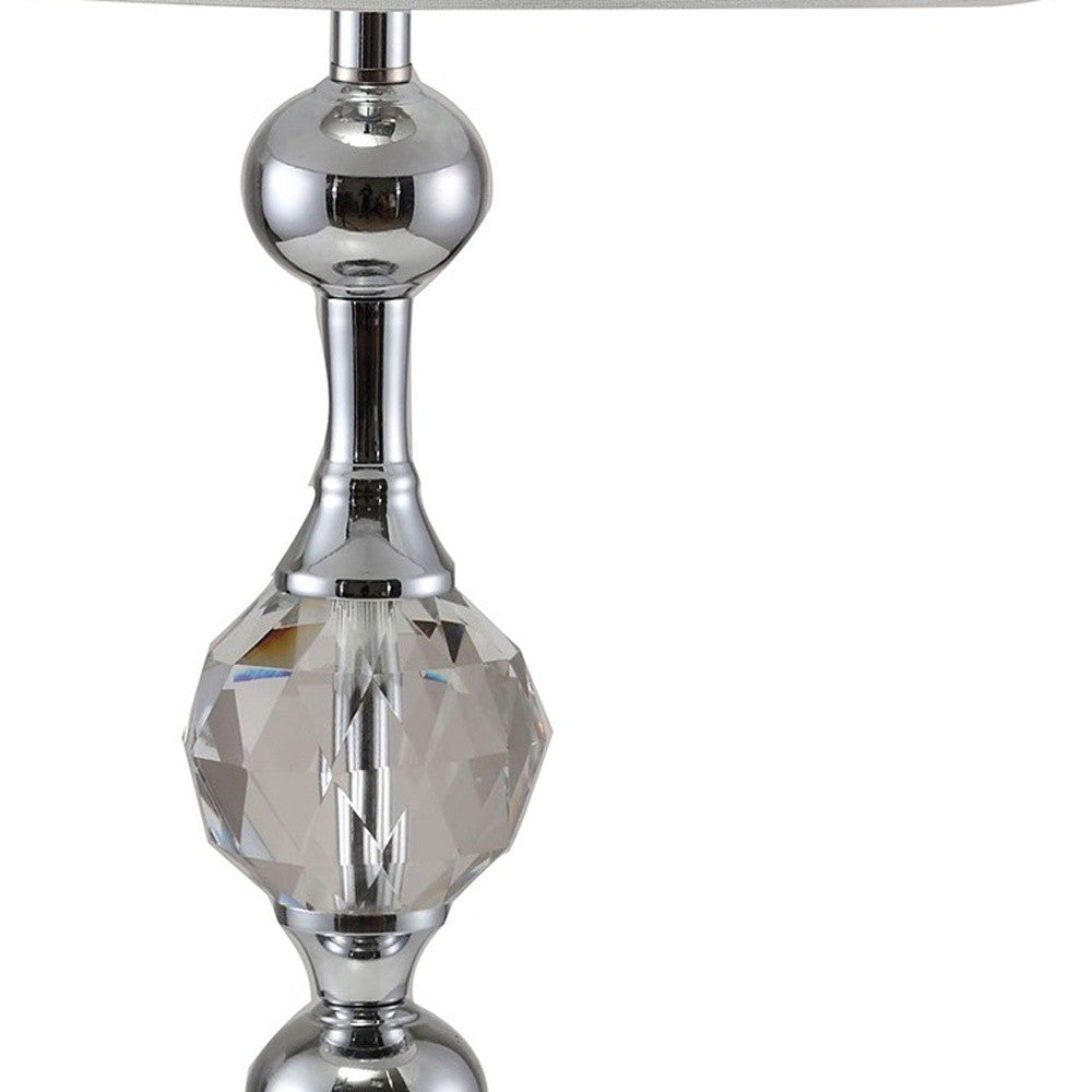 30" Silver Metal Bedside Table Lamp With White Classic Drum Shade - Homeroots