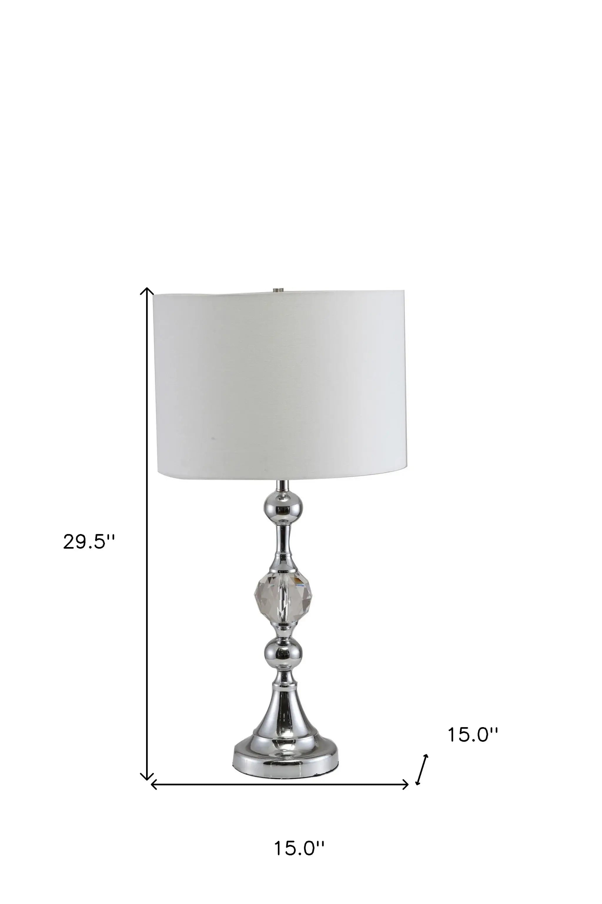 30" Silver Metal Bedside Table Lamp With White Classic Drum Shade - Homeroots - Flyclothing LLC