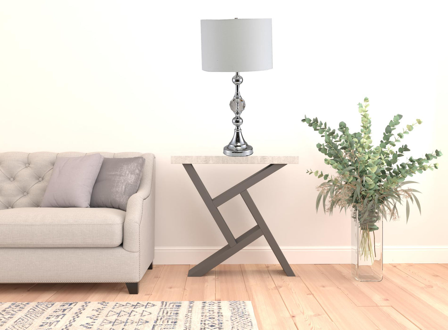 30" Silver Metal Bedside Table Lamp With White Classic Drum Shade - Homeroots - Flyclothing LLC