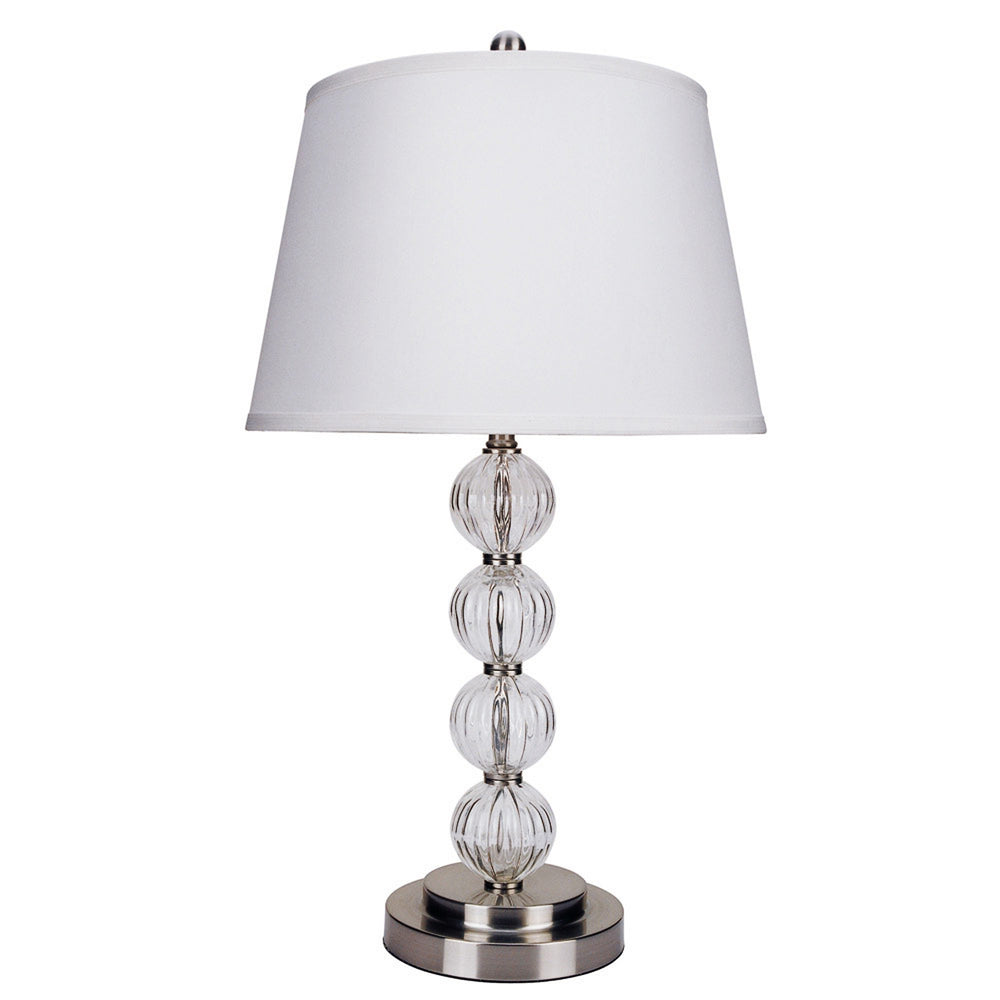 29" Silver Metal Table Lamp With White Classic Empire Shade - Homeroots