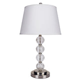 29" Silver Metal Table Lamp With White Classic Empire Shade - Homeroots
