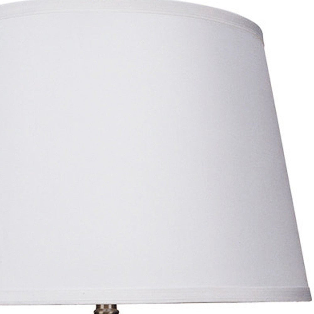29" Silver Metal Table Lamp With White Classic Empire Shade - Homeroots - Flyclothing LLC