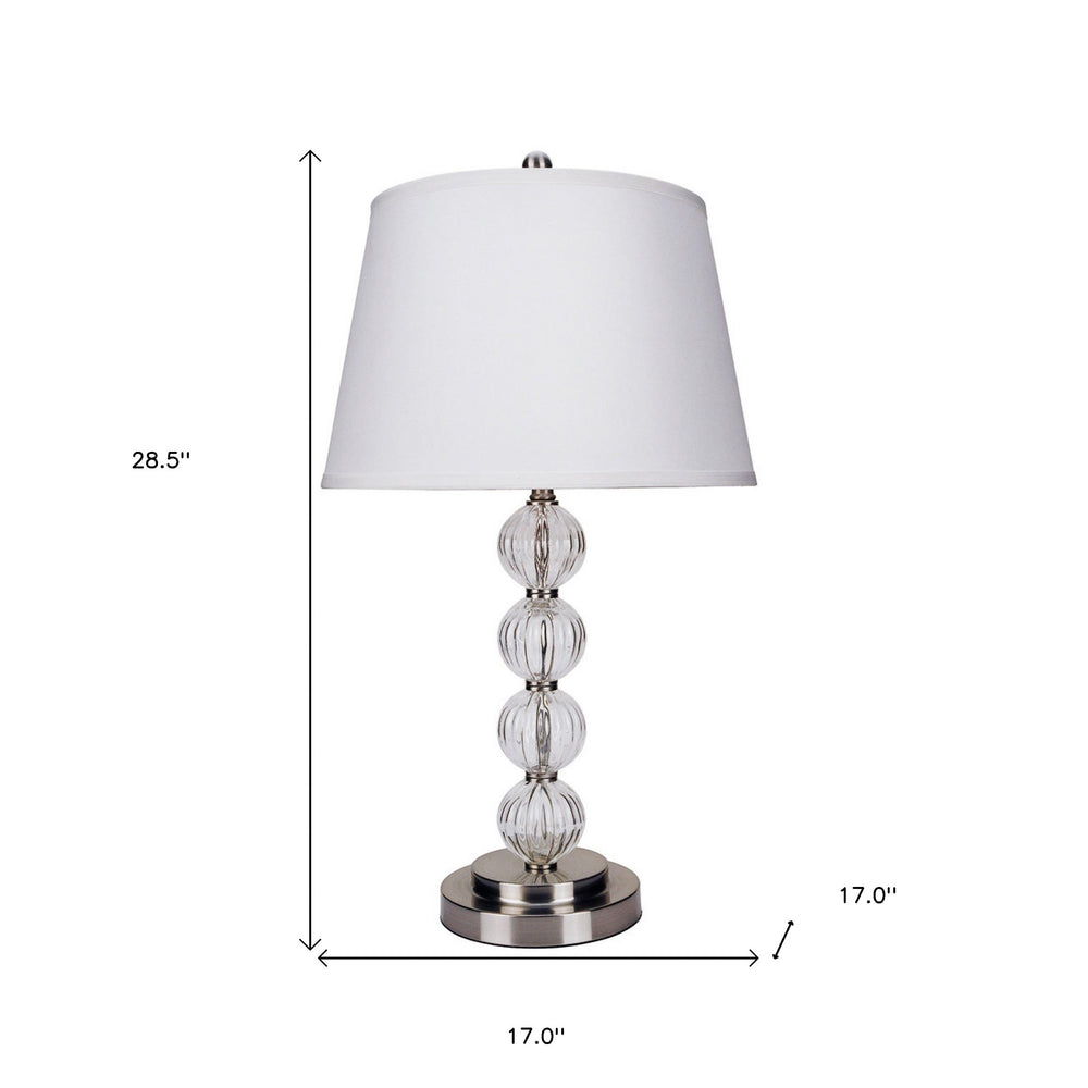29" Silver Metal Table Lamp With White Classic Empire Shade - Homeroots - Flyclothing LLC