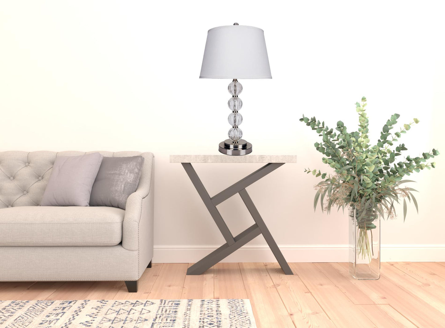29" Silver Metal Table Lamp With White Classic Empire Shade - Homeroots - Flyclothing LLC