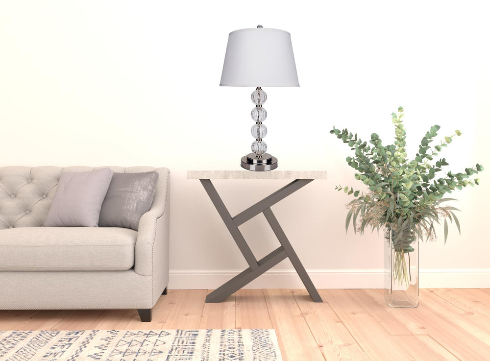 29" Silver Metal Table Lamp With White Classic Empire Shade - Homeroots - Flyclothing LLC