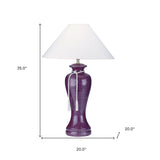 35" Red Burgundy Glaze Ceramic Urn Table Lamp With White Classic Empire Shade - Homeroots - Flyclothing LLC
