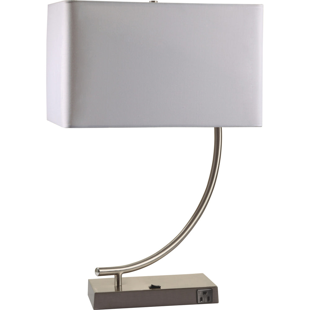 23" Silver Curved Table Lamp With White Rectangle Shade - Homeroots - Flyclothing LLC