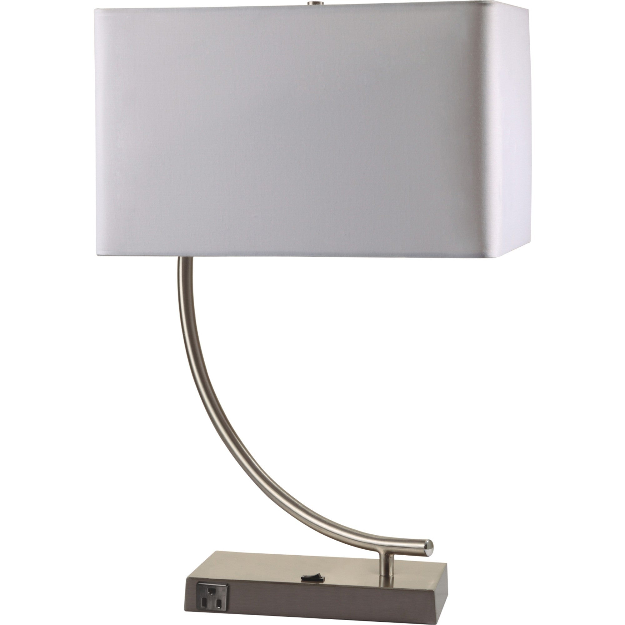 23" Silver Curved Table Lamp With White Rectangle Shade - Homeroots - Flyclothing LLC