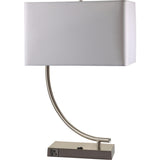 23" Silver Curved Table Lamp With White Rectangle Shade - Homeroots