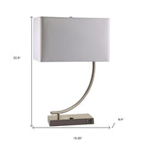 23" Silver Curved Table Lamp With White Rectangle Shade - Homeroots - Flyclothing LLC