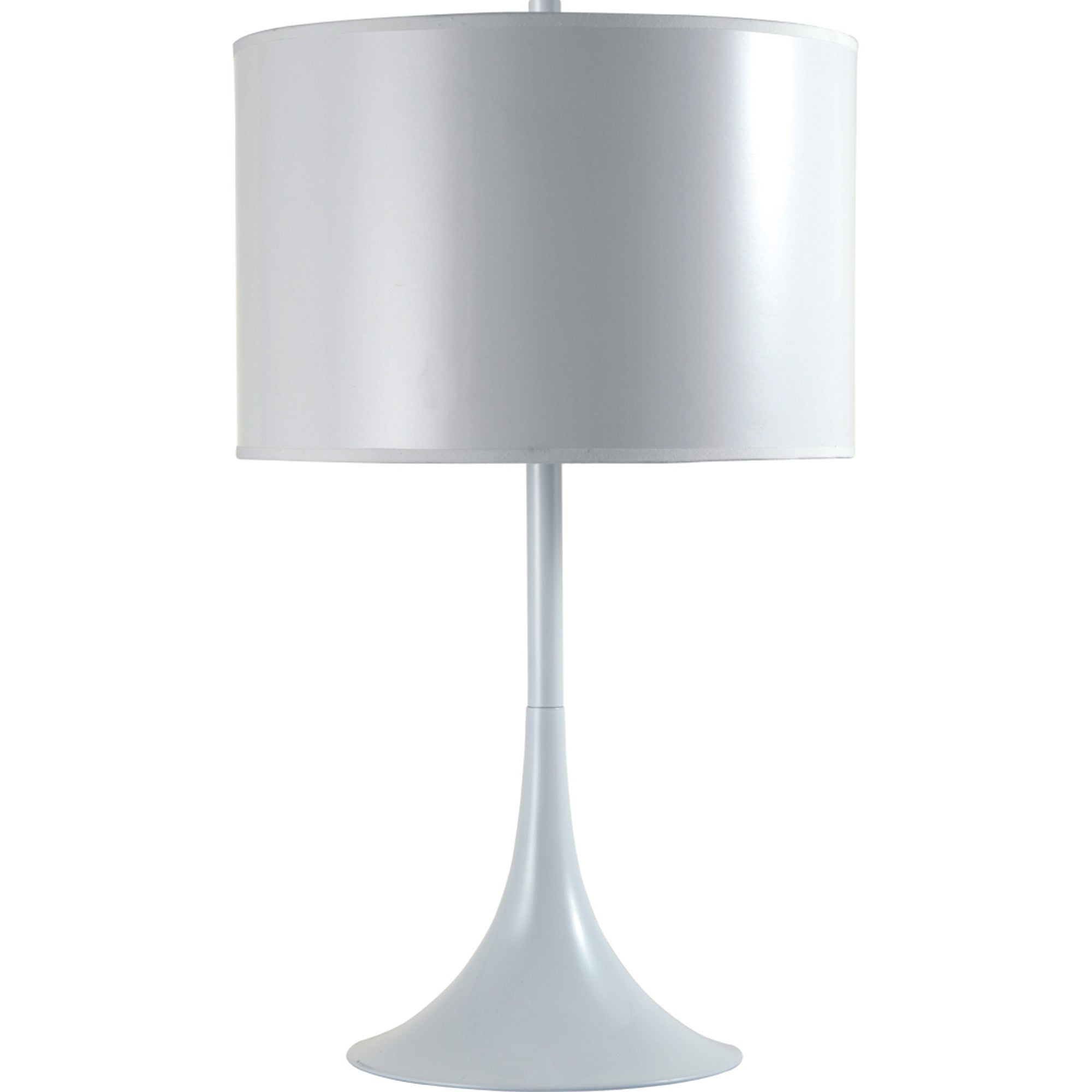 25" White Metal Table Lamp With White Classic Drum Shade - Homeroots - Flyclothing LLC
