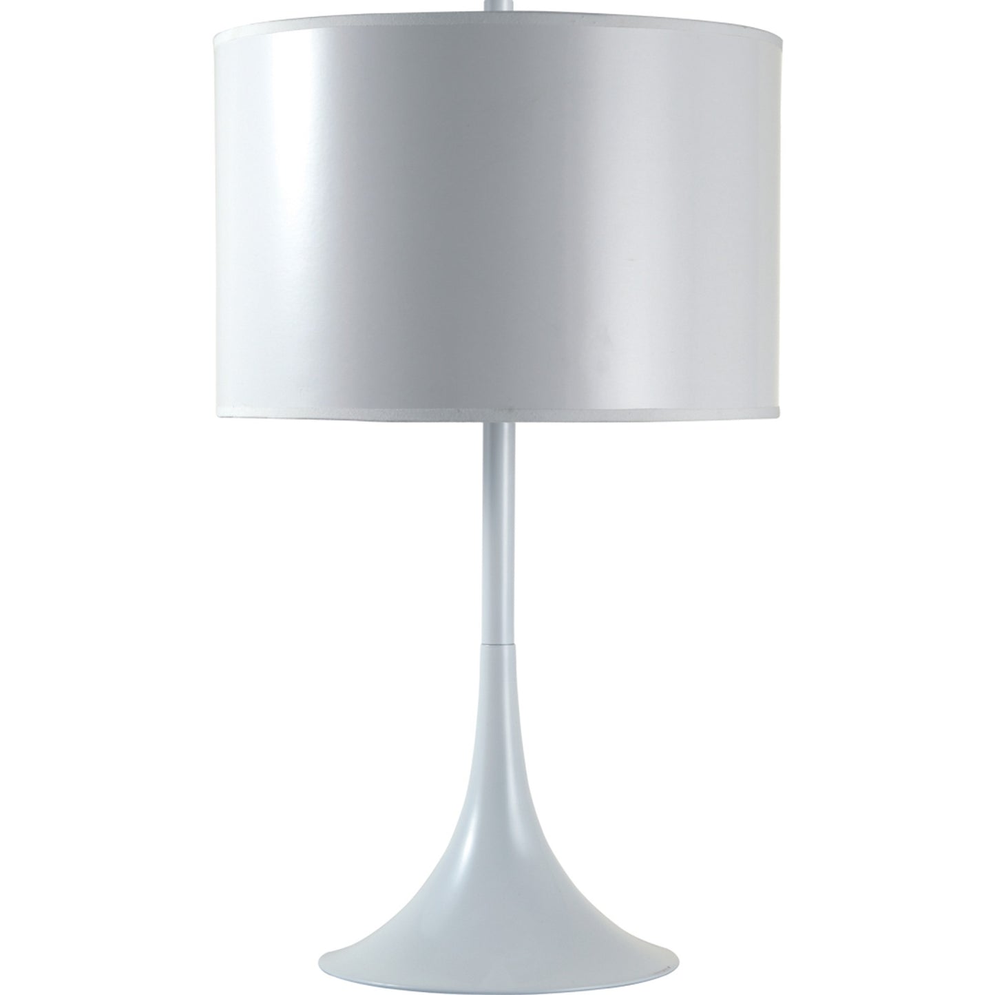 25" White Metal Table Lamp With White Classic Drum Shade - Homeroots - Flyclothing LLC