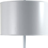 25" White Metal Table Lamp With White Classic Drum Shade - Homeroots - Flyclothing LLC