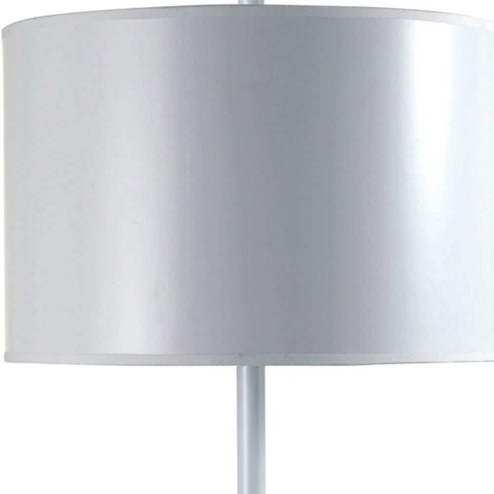 25" White Metal Table Lamp With White Classic Drum Shade - Homeroots - Flyclothing LLC