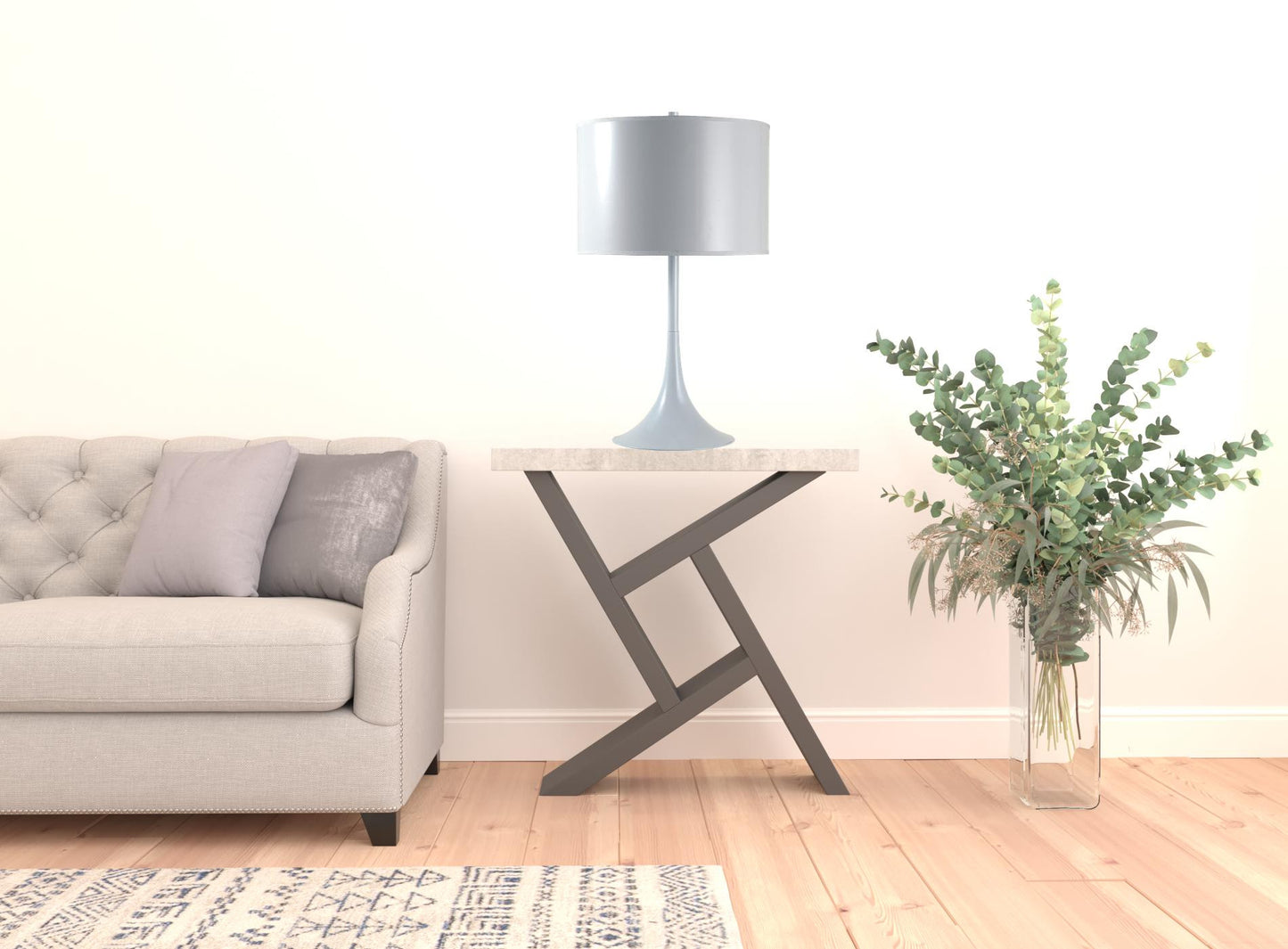 25" White Metal Table Lamp With White Classic Drum Shade - Homeroots - Flyclothing LLC