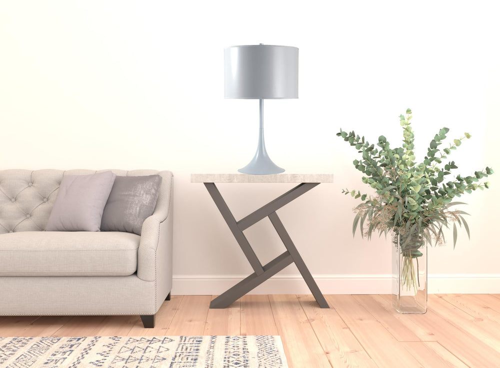 25" White Metal Table Lamp With White Classic Drum Shade - Homeroots